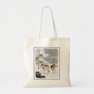 Bolso De Tela Lobos en pintura de nieve - Arte de vida salvaje o