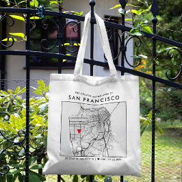 Bolso De Tela Localizador de amor de San Francisco | Tote Boda d