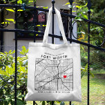 Bolso De Tela Localizador de Fort Worth Love | Bienvenida al Bod<br><div class="desc">Una bolsa de té divertida para un boda o cualquier otra ocasión que tenga lugar en la hermosa ciudad de Fort Worth, Texas. Este tote cuenta con un mapa de la parte superior del centro de la ciudad dentro de un marco de caja de borde negro. En la parte superior...</div>