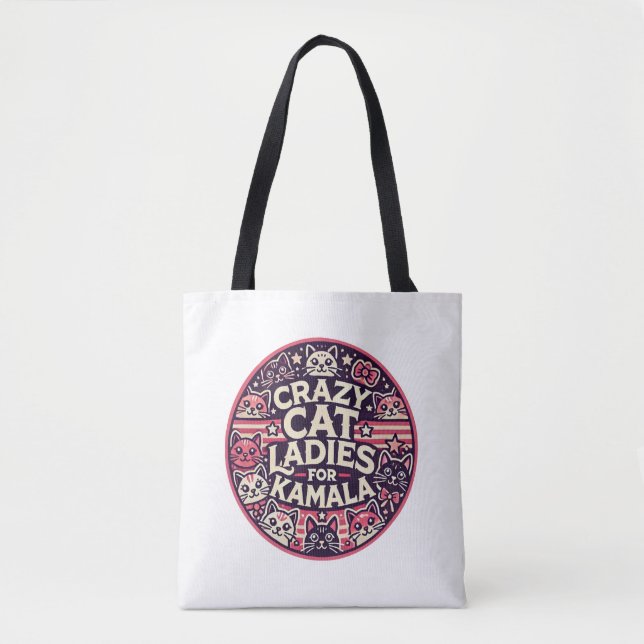 Bolso De Tela ¡Locas damas de gato por Kamala! (Anverso)