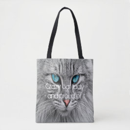 Bolso De Tela Loco gato dama personalizado familia mascota foto 