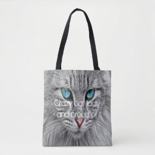 Bolso De Tela Loco gato dama personalizado familia mascota foto