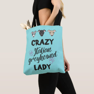 Bolso De Tela Loco italiano Greyhound lady Perro amante del perr
