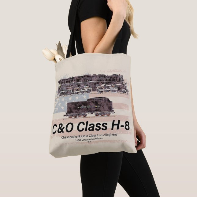 Bolso De Tela Locomotora Allegheny C&O Clase H-8 - bandera ameri (Detalle)