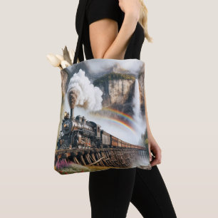 Bolso De Tela Locomotora de vapor vintage en una lucha de tren