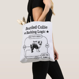 Bolso De Tela Lógica de Collie Barbudo Ladrando Divertido Perro