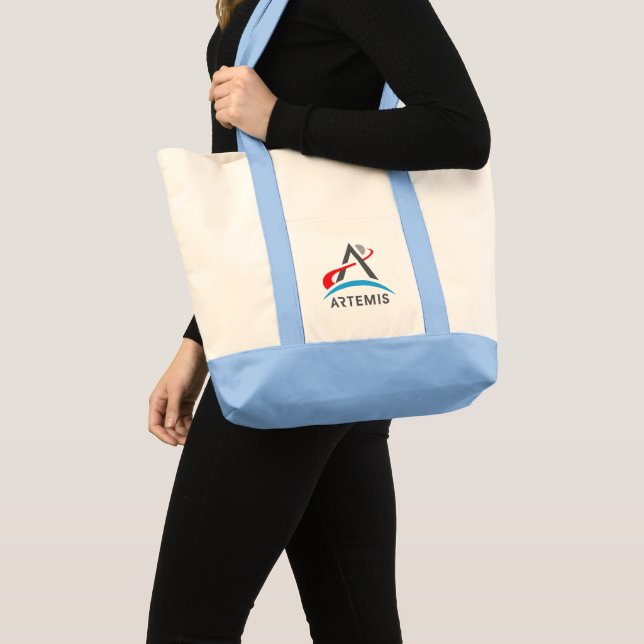 Bolso De Tela Logo de la NASA Artemis Trim Azul Urano (Anverso (producto))