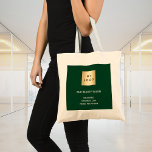 Bolso De Tela Logo de los negocios ecológicos de Esmeralda<br><div class="desc">Un elegante fondo verde esmeralda. Personalice y agregue su negocio,  logotipo de la empresa,  nombre e información de contacto. Atrás: sin diseño (menos costoso) Es posible copiar el diseño frontal hacia atrás.</div>