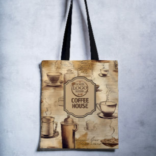 Bolso De Tela Logo de negocios de Cafetería y Cafetería Rústica 