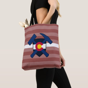 Bolso De Tela Logo de Rock Hammer y Bandera Colorado del Geólogo