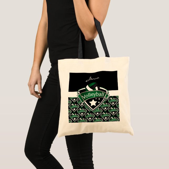 Bolso De Tela Logo de voleibol en verde oscuro (Anverso (producto))
