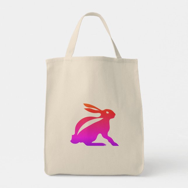 Bolso De Tela Logo del conejo arcoiris (Reverso)
