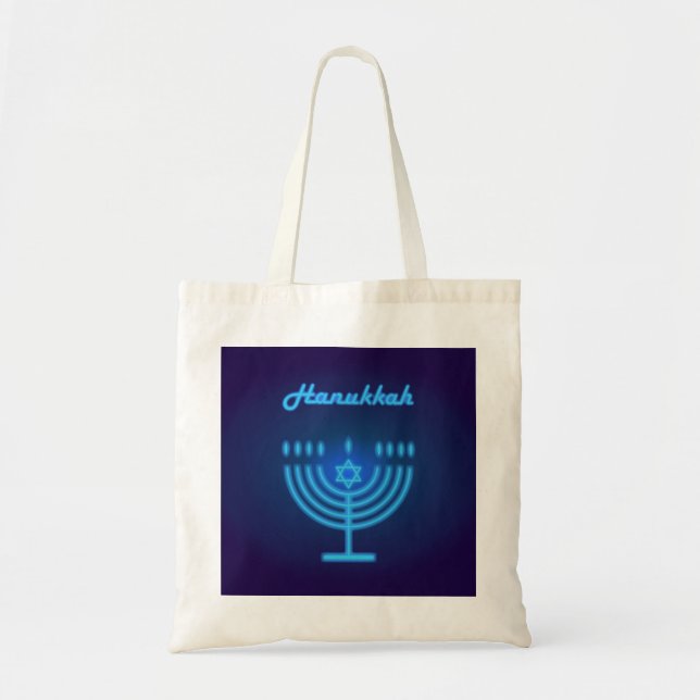 Bolso De Tela Logo del Festival Menorah de Hanukkah (Frente)