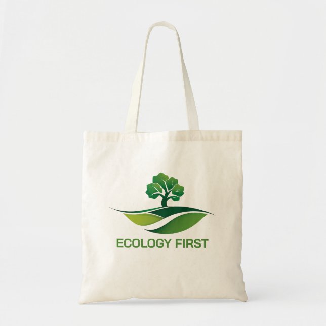 Bolso De Tela Logo del mundo de los árboles verdes ecológicos (Frente)
