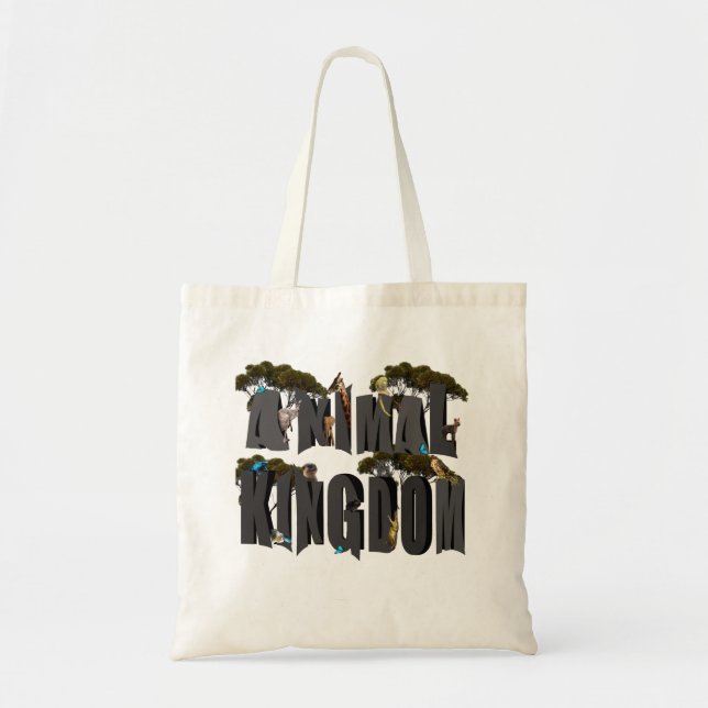 Bolso De Tela Logo Del Reino Animal Con Animales, (Frente)