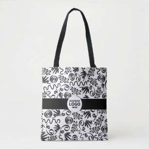 Bolso De Tela LOGO empresarial con barra negra Simplicidad moder