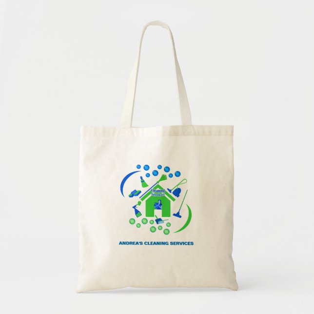 Bolso De Tela Logo profesional de la Compañía de Limpieza Verde  (Frente)
