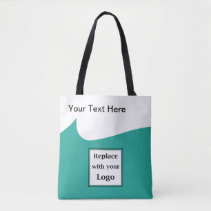 Bolso De Tela Logo Promocional Moderno De Negocios Verde azulado