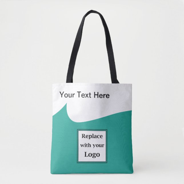 Bolso De Tela Logo Promocional Moderno De Negocios Verde azulado (Anverso)