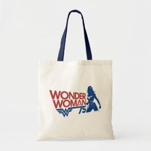 Bolso De Tela Logo rojo y azul del 75 aniversario de la mujer ma