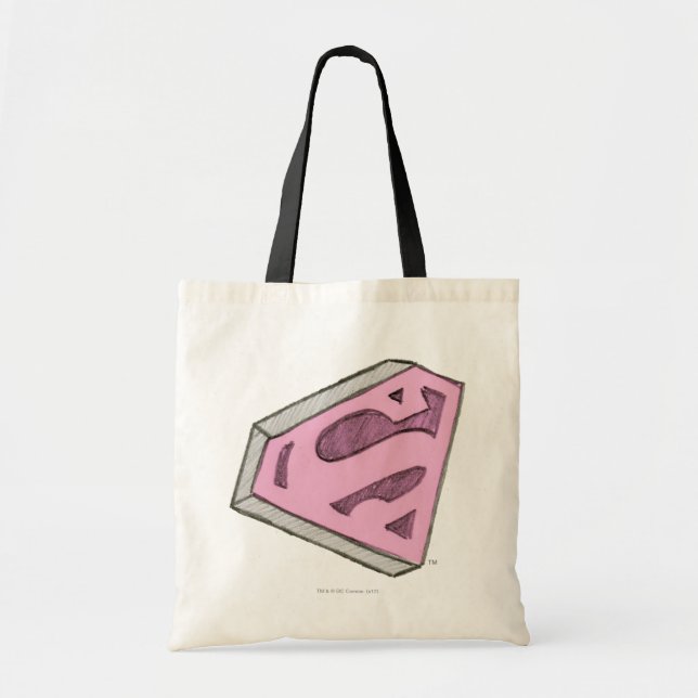 Bolso De Tela Logo rosa esbozado de superchica (Frente)
