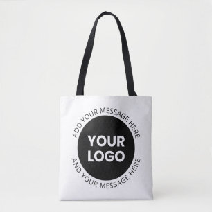 Bolso De Tela Logotipo comercial y texto editable blanco y negro