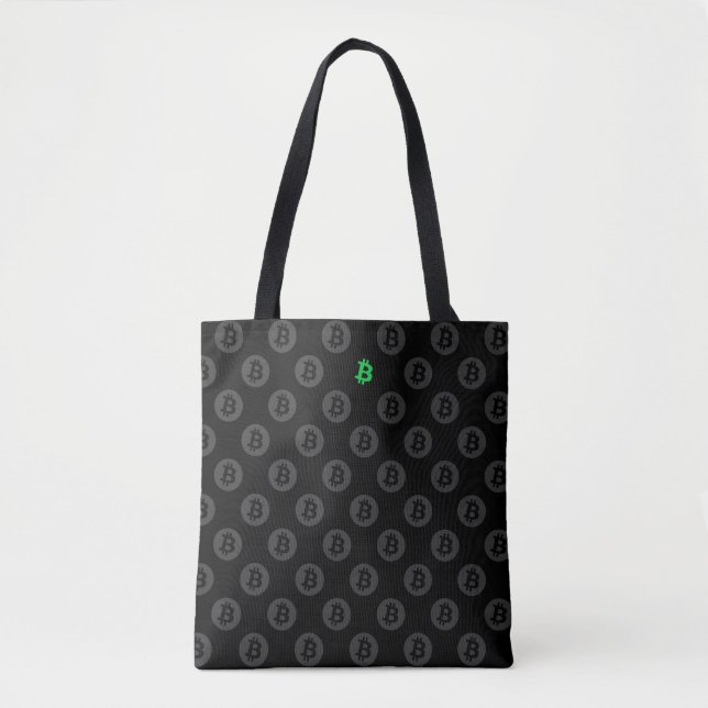 Bolso De Tela Logotipo de Bitcoin (Verde) (Anverso)