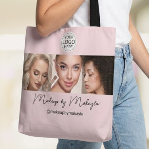 Bolso De Tela Logotipo de escritura en rosa sonrosado Estudio de