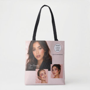 Bolso De Tela Logotipo de escritura en rosa sonrosado Estudio de