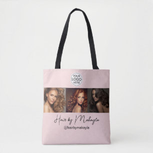 Bolso De Tela Logotipo de escritura en rosa sonrosado Salón de b