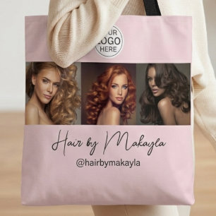 Bolso De Tela Logotipo de escritura en rosa sonrosado Salón de b