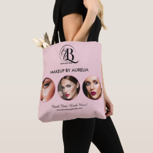 Bolso De Tela Logotipo de escritura rosa rubor Foto Maquillaje