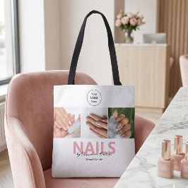 Bolso De Tela Logotipo de Escritura Rosa Rubor Foto Salón de Uña