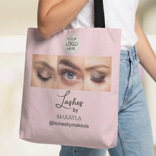 Bolso De Tela Logotipo de escritura rosa sonrojado Foto Pestañas