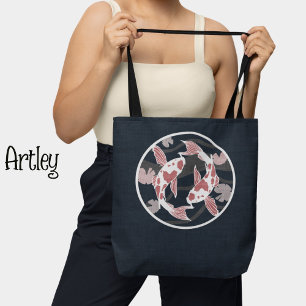 Bolso De Tela Logotipo de estanques de bonito rosa y negro