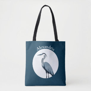 Bolso De Tela Logotipo de Garza Azul sobre Azul