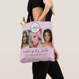 Bolso De Tela Logotipo de guión rosa y estudio de maquillaje de