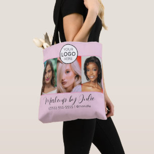 Bolso De Tela Logotipo de guión rosa y estudio de maquillaje de 