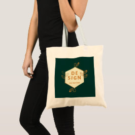 Bolso De Tela Logotipo de hexágono de crema decorativo sobre un