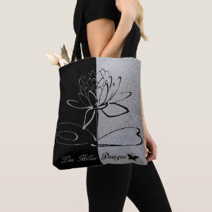 Bolso De Tela Logotipo de Lee Hiller Designs Accentos Negro y Ac