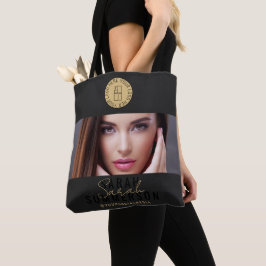 Bolso De Tela Logotipo de oro negro Estudio de maquillaje en red