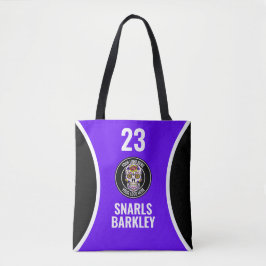Bolso De Tela Logotipo de Roller Derby Morado Negro Nombre del E