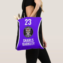 Bolso De Tela Logotipo de Roller Derby Morado Negro Nombre del E