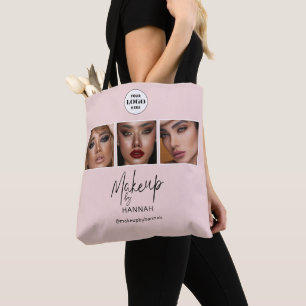 Bolso De Tela Logotipo de secuencia de escritura en rosa sonrosa
