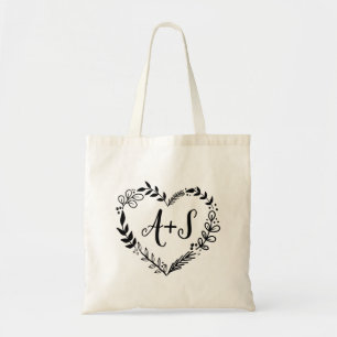 Bolso De Tela Logotipo del Boda Monograma personalizado con corr