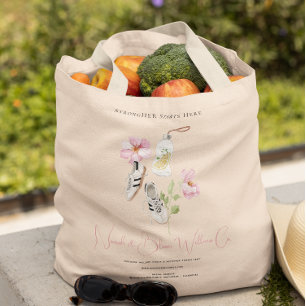 Bolso De Tela Logotipo Floral Wellness Feminine Health & Fitness