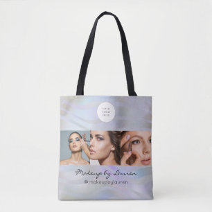 Bolso De Tela Logotipo holográfico moderno Estudio de maquillaje