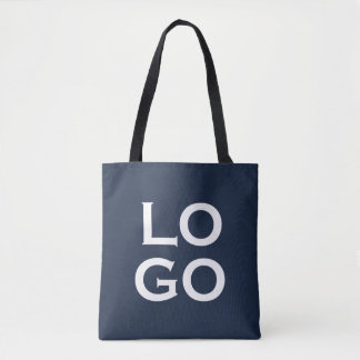 Bolso De Tela Logotipo personalizado de empresa o negocio en azu