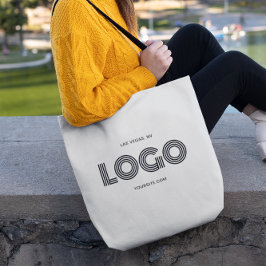 Bolso De Tela Logotipo rectangular moderno blanco y negro
