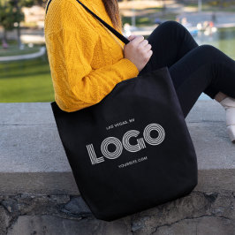 Bolso De Tela Logotipo Rectangular moderno en blanco y negro